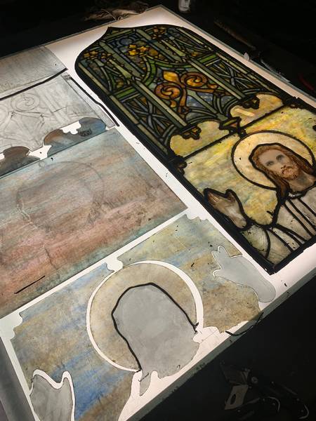 Whirney Stained Glass restoration process.